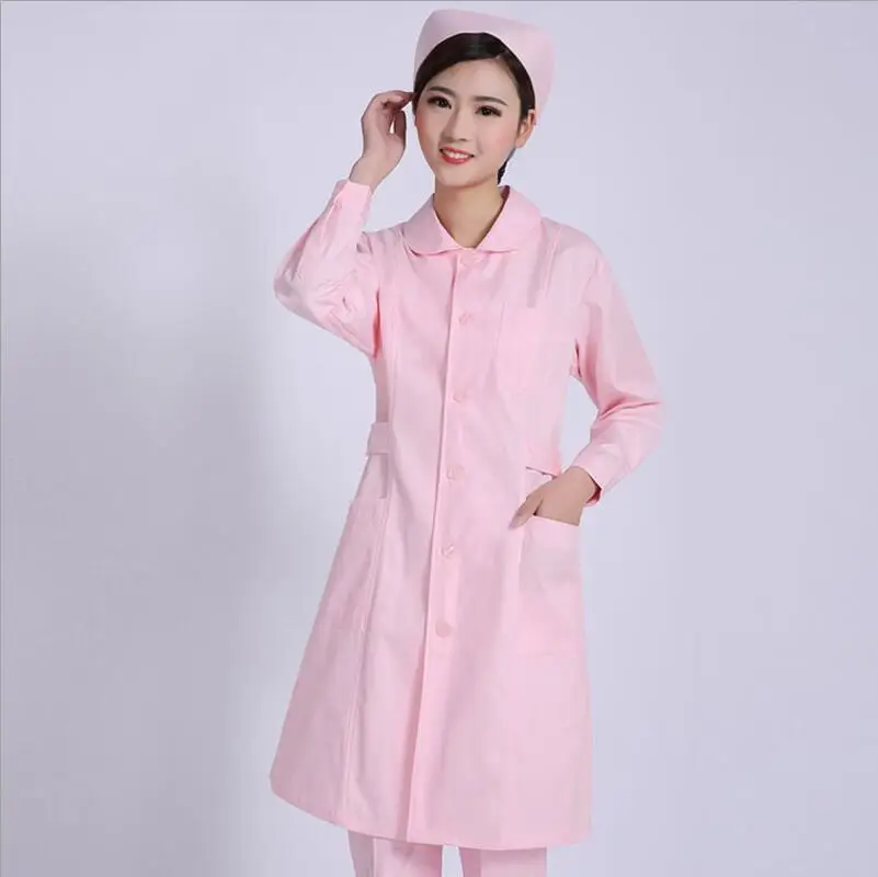 Dollcollar long pink WICCON рабочая одежда формы одежда Новая мода розовый сплошной рабочая одежда медсестра форма аптека больницы длинные рабочая - Цвет: Dollcollar long pink