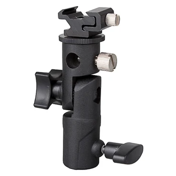 

Supon Speedlite Flash Holder Hot Shoe Bracket w/ umbrella Hole + Screw Adapter E Type Metal Black