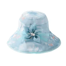 Новые женские сетчатые Панама с цветочным принтом летние уличные УФ-защита женские шапочка для бассейна