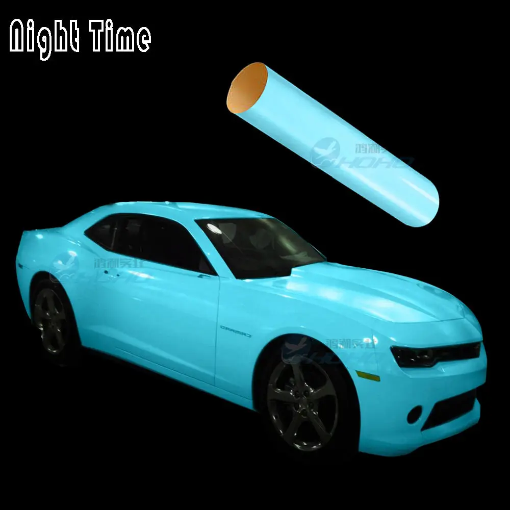 

Blue Luminescent Glow In The Dark Car Wrap Vinyl Air Release Film1.52x3M