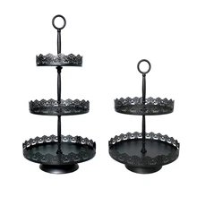 Черный два/три уровня подставки для пирога Свадебные украшения для торта на день рождения кофе бар магазин выпечки для выкладывания выпечки подставки для кексов тарелки для продуктов