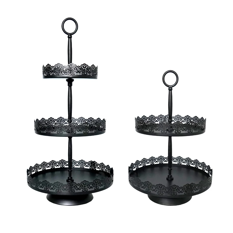 Black Two/Three Tier Cake Stands Wedding Birthday Cake Decorations