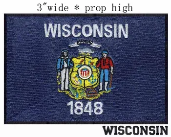 

Wisconsin Flag embroidery patch 3" wide /complexed sewing/1848/two man