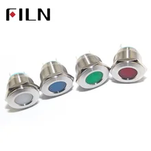 12 v pilot lamp 19mm FILN 6 v 24 v 110 v 220 v 36 v 48 v красный желтый синий зеленый белый светодиодный металлический сигнальный светильник с паяльные иглы