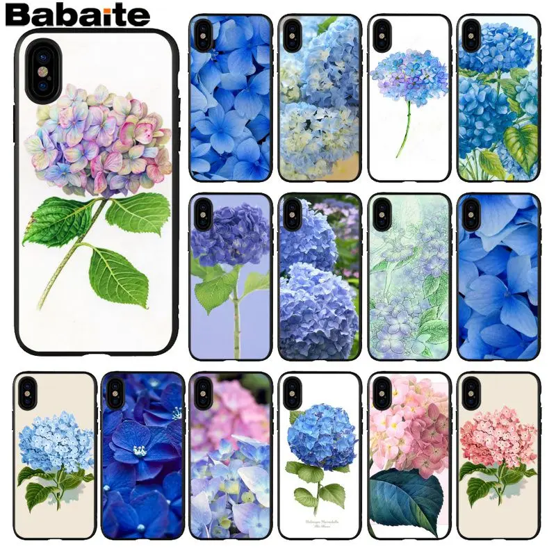

Bbabaite Blue Hydrangea Botanical flower Colorful Cute Phone Accessories Case for Apple iPhone 8 7 6 6SPlus X XS MAX 5 5S SE XR