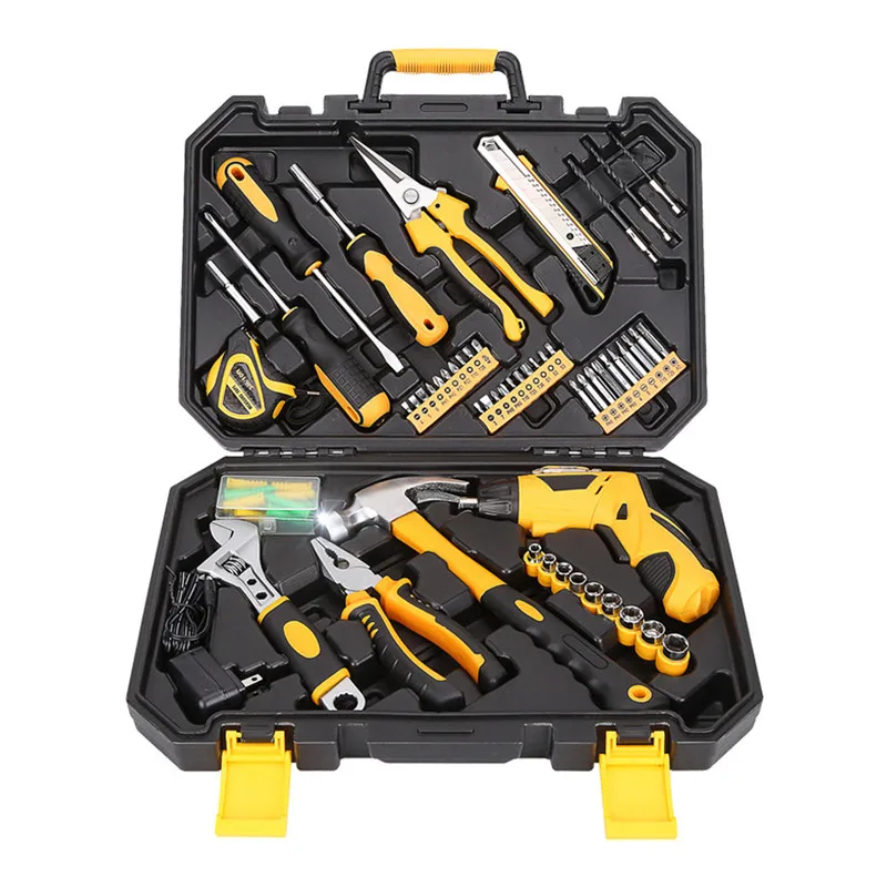 

95 Pcs Hand Tool Set Kit For Household Repair Tools 3.6V Mini Cordless Electric Screwdriver Socket Wrench Hammer Knife Toolbox