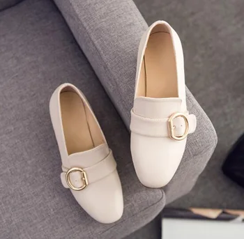 

New Elegant and Comfortable Wild Square Head with Heel Single Shoes Fashionable Belt Bing Designed Buckle Women Work Shoes
