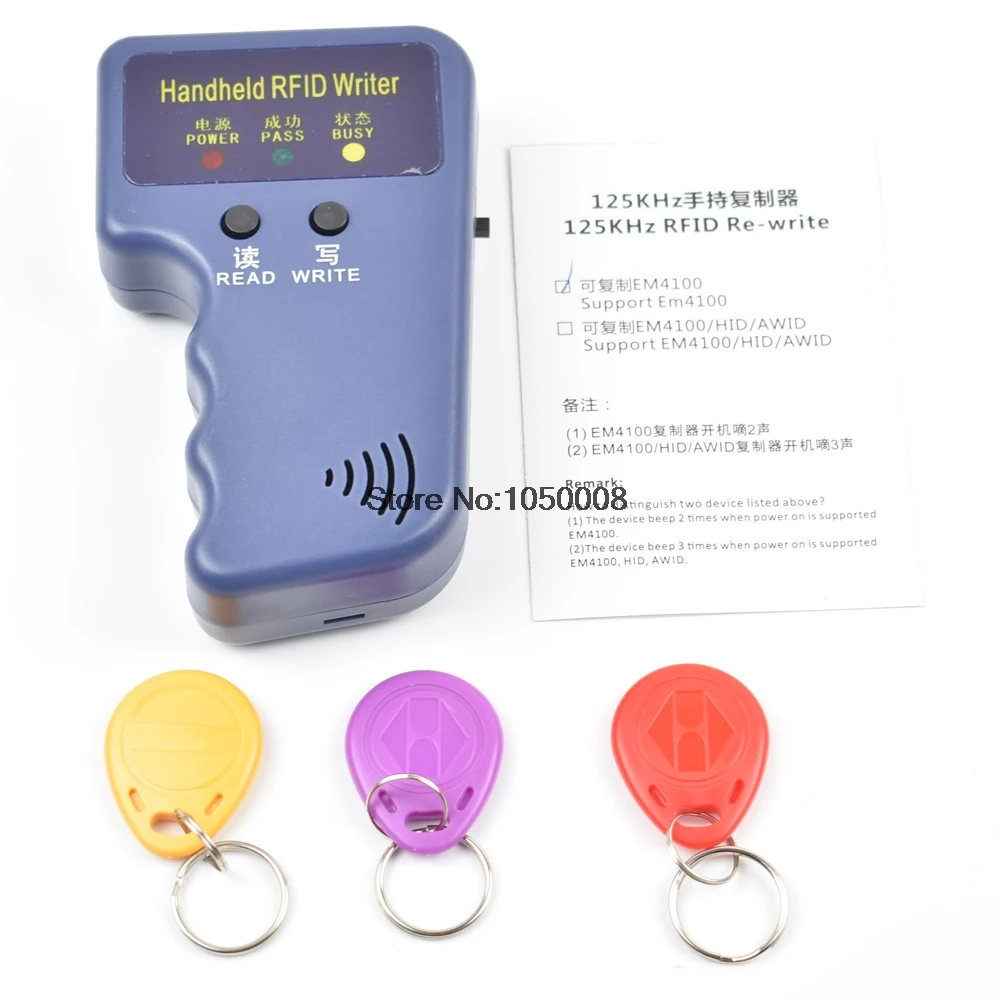 Ручной 125 кГц EM4100 RFID Копир писатель Дубликатор Программист ридер + 3 шт. EM4305