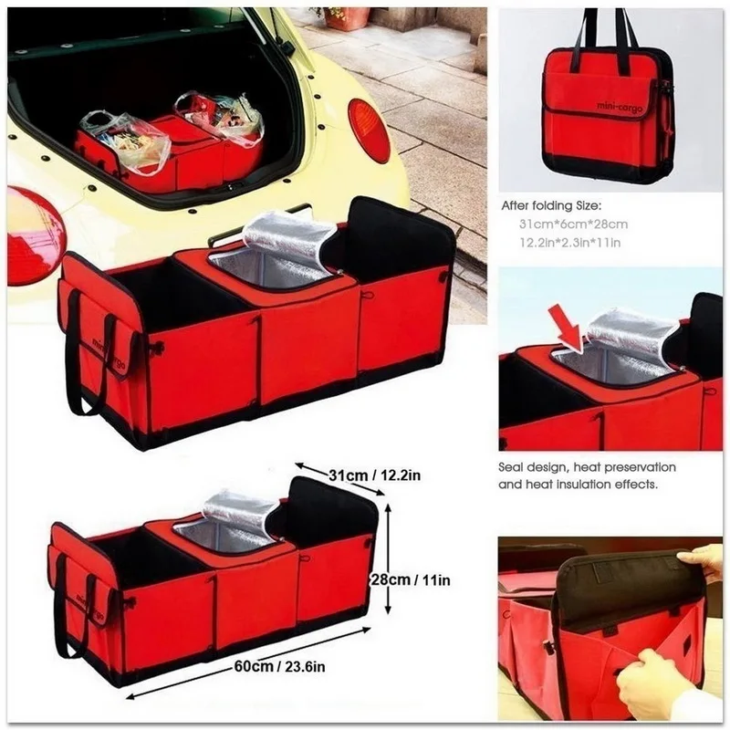 

Auto Rear Rack Storage Box Organizer Drink Food Insulation Ice Basket Car Stowing Tidying Container Interior Accessories Items