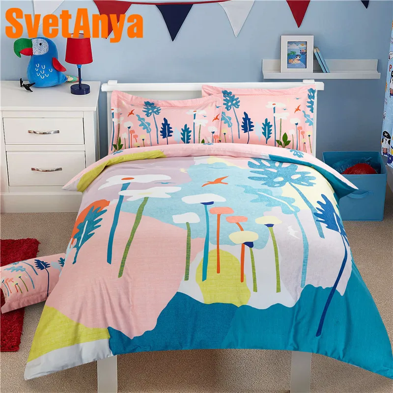 

Svetanya Cartoon Islands Print Bedding Set Sanded Cotton Sheet Pillowcases Quilt Cover Sets Queen Double King Size Bedlinen Kit