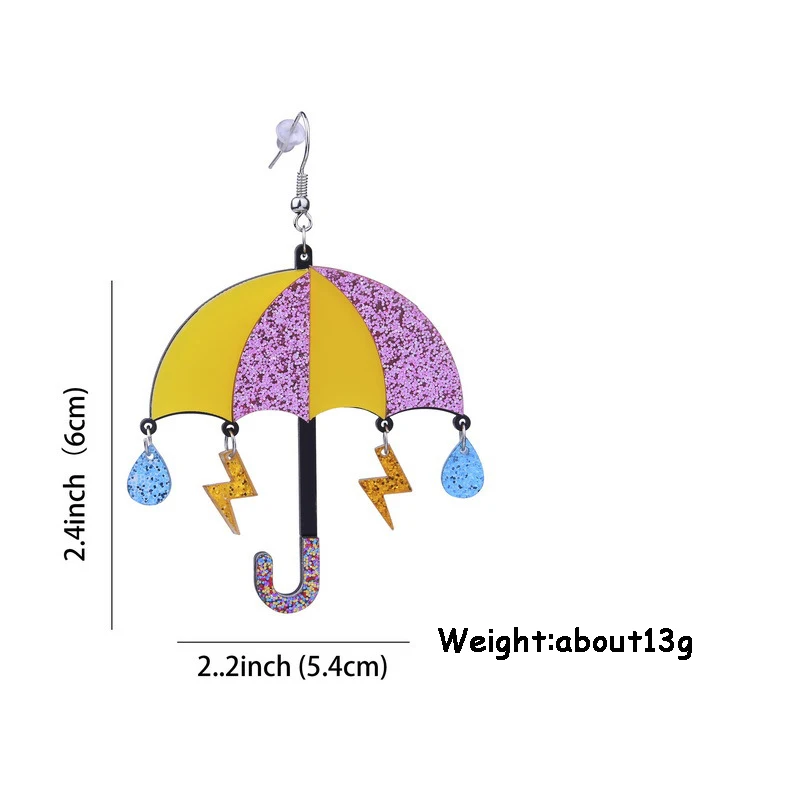 Donarsei сладкий блестящий красочный зонтик акриловые серьги для женщин милые капли дождя молния Висячие серьги вечерние