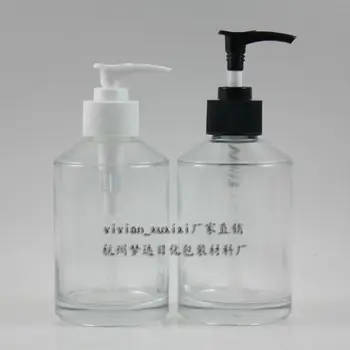 

200ml clear/transparent Glass lotion bottle with black/white plastic pump,cosmetic packing,cosmetic bottle,packing for liquid