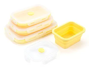 Yellow 4 шт./компл. силиконовая складная коробка для завтрака складной для хранения корма контейнер Microwavable Портативный Пикник Кемпинг прямоугольная коробка - Цвет: Yellow