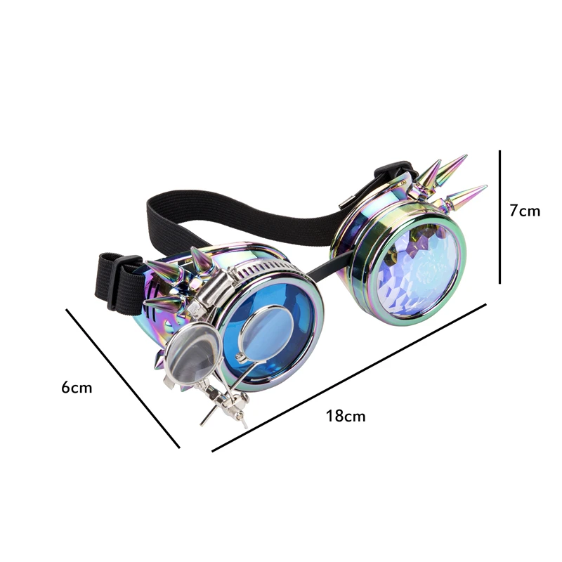 

C.F.GOGGLE Punk Goggles Rainbow EDM Glasses Different Color Lens Unisex Rivet Steampunk Goggles Cosplay Vintage Gothic Eyewear