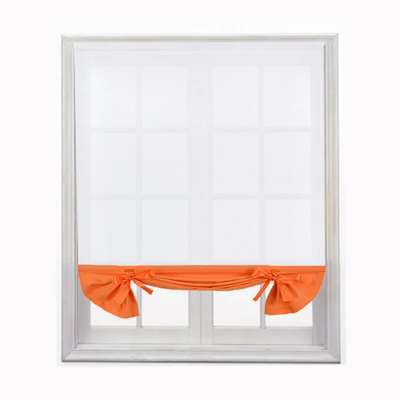 Летающие кухонные короткие отвесные выгорающие римские шторы с бантом, белые отвесные панели, тюлевые оконные шторы, занавески для двери, домашний декор - Цвет: Orange