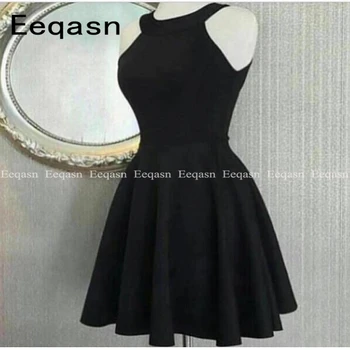 

Short Satin Cocktail Dress 2020 Sexy Halter Backless Women Party Dresses Cheap Semi Formal Gowns Homecoming Dress Custom Size