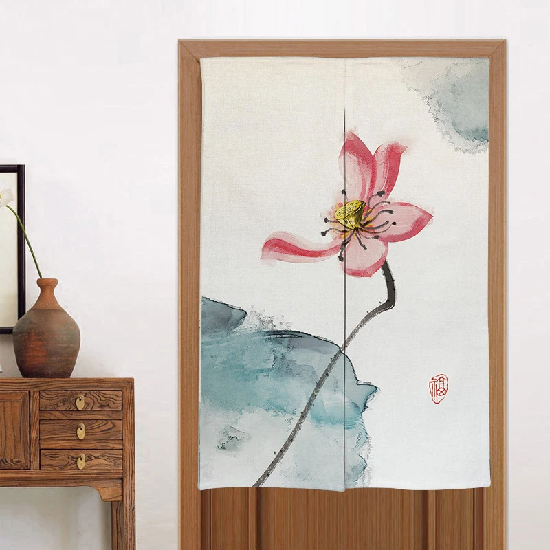 1PCS Ink Painting Chinese Japan Style Door Curtains Decorative Door Curtains Home Decor Kitchen Door Curtains RodPocket HM019#30