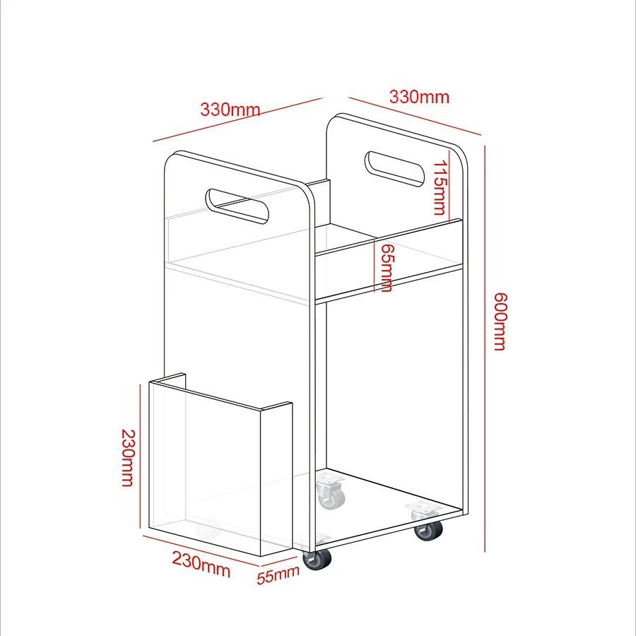 Дома Применение акриловые подвижного Чай корзину с журналом стойку, Малый тележка на колесиках