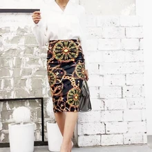 Летние Для женщин одежда ретро-классическая элегантная юбка с принтом с юбкой в стиле хип-хоп на один шаг открытия юбки средней длины юбка, летний комплект(T5