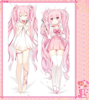 

Anime Cartoon Hatsune Miku Double Bolster Hugging Pillow Case Pillow Cover Pillowcase Peach Skin 2 Way No.68089