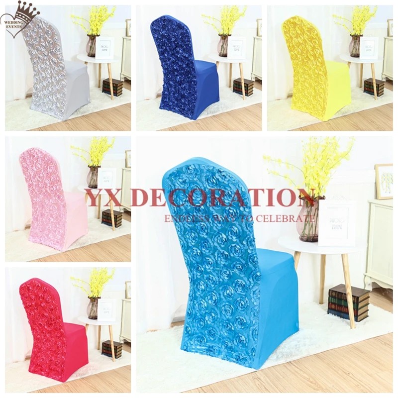 

Wholesale Price Satin Rosette Lycra Spandex Chair Cover For Wedding Event Decoration