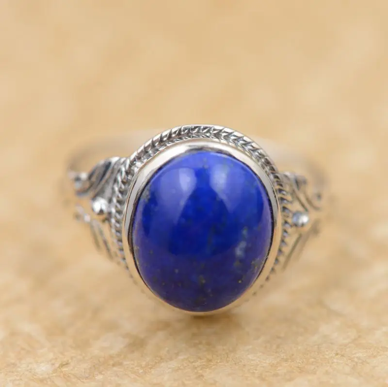 Lapis rings S925 silver inlaid gems without optimization of female models refined atmosphere jewelry wholesale silver