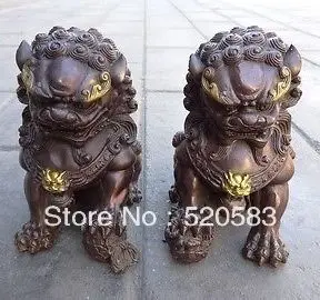 

Huge a pair KGP Fu Foo Dog Guardian lion Statue good luck bronze statue