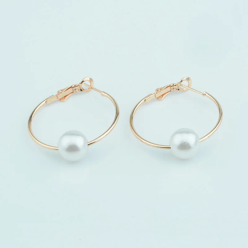 

1pcs Womens Rose 585 Gold Color Hoop Earrings With Round Bead Earrings Jewelry