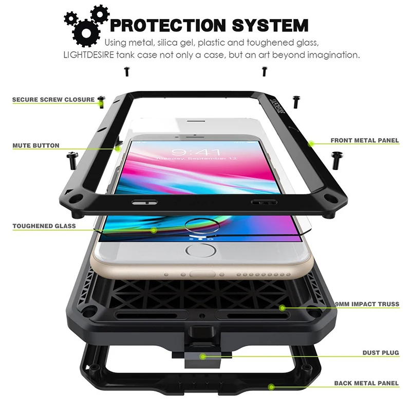 armor Shockproof Aluminum Metal case for iphone 8 (3)
