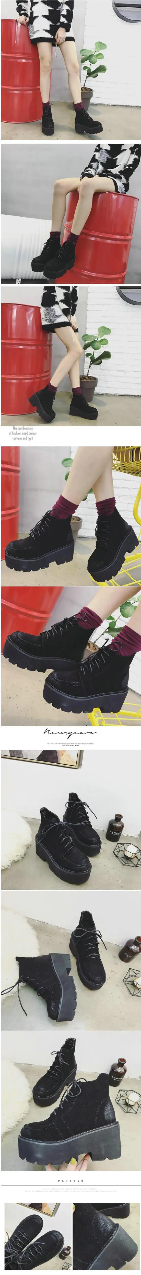 OLOMM модные ботинки черного цвета г. Новая Осенняя женская обувь на толстой платформе с кружевом вечерние ботинки LL-64 на высоком каблуке