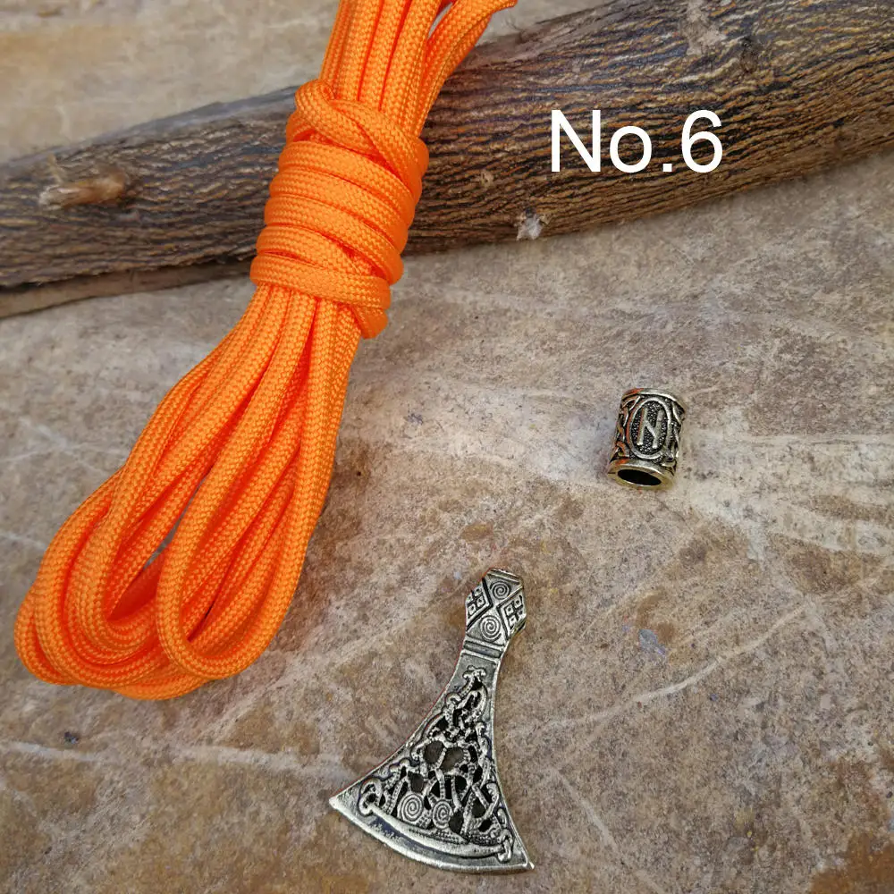 Norse Viking Runes Beads Pendant Paracord Diy Set Braided Bracelet Men Bracelets Thor Hammer Rope Bangles for Men Jewelry Gifts (2)