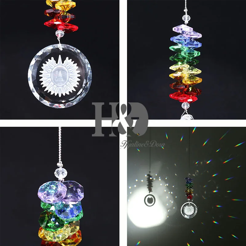 H&D Handmade Crystal Glass Sun Charm Chakra Suncatcher Crystal Rainbow Maker Gift Boxed (Octagon Style) H&D Handmade Crystal Glass Sun Charm Chakra Suncatcher Crystal Rainbow Maker Gift Boxed (Octagon Style)
