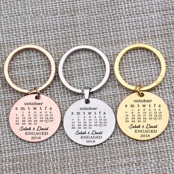 

Private Customized Calendar Key Chain For Couple Engaged Souvenir Memorial Jewelry Boyfriend Girlfriend Men Women Gift Keyring
