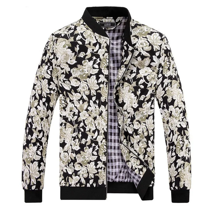 2016 Casual Men Floral Jacket Brand Fashion Men's Outwear Flower ...