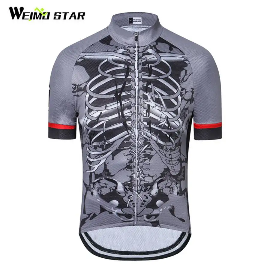 Weimostar Skull Cycling Jersey Men Cycling Clothing Summer Short Sleeve