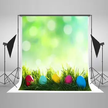 

Spring Easter Eggs Green Grass bokeh backdrop Vinyl cloth High quality Computer print wall Background