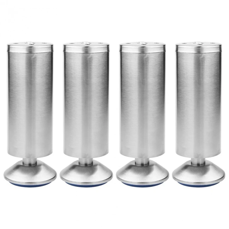 4Pcs/Set Height Adjustable Furniture Legs Feet Silver Stainless Steel Table Bed Sofa Level Cabinet | Дом и сад