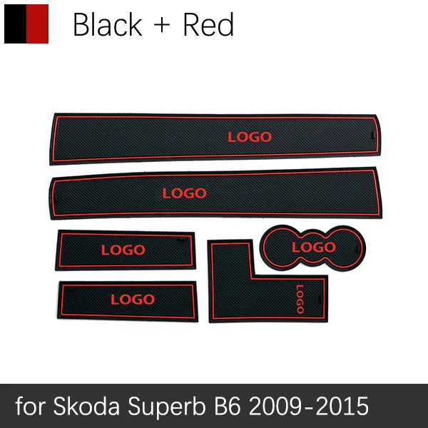 Противоскользящий резиновый подстаканник для Skoda Octavia a5 a7 2 3 Superb B6 B8 2 3 Fabia 2 2012 аксессуары наклейки - Название цвета: Red Superb 09-15
