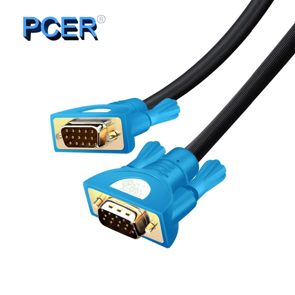 

PCER VGA Cable 3+6 foil Shielding VGA To VGA Cable For HDTV PC Laptop TV Box Projector Monitor cable vga cord 1920*1080P