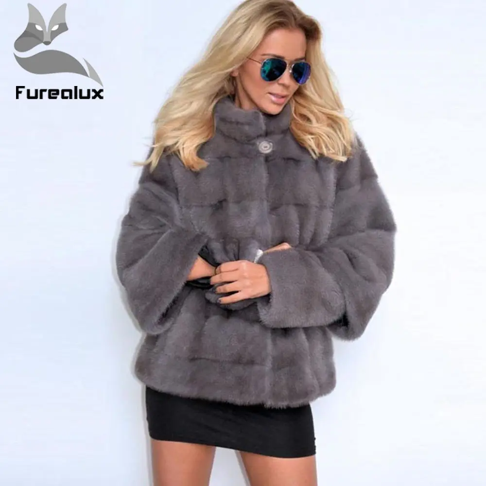 Роскошные шубы Furealux из цельной кожи натурального меха норки Женский рукав