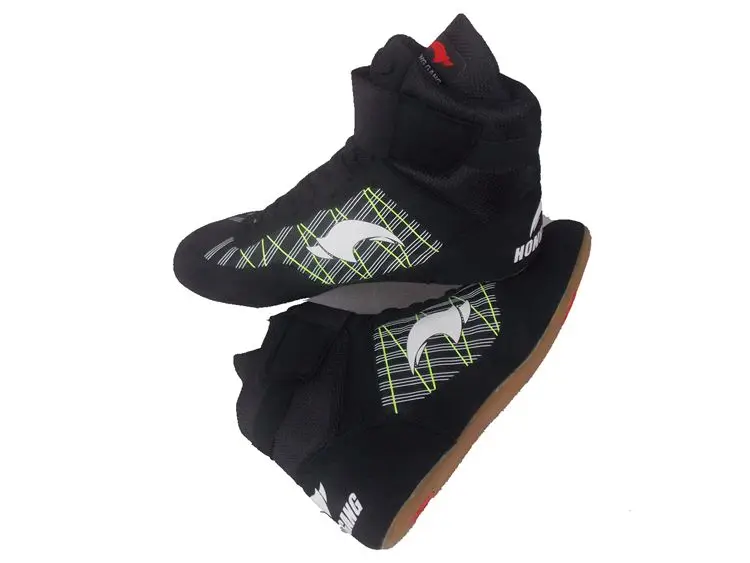 Боксерская обувь для борьбы для смешанных боевых искусств для зала Ttraining резиновая подошва дышащая Военные кроссовки - Цвет: black