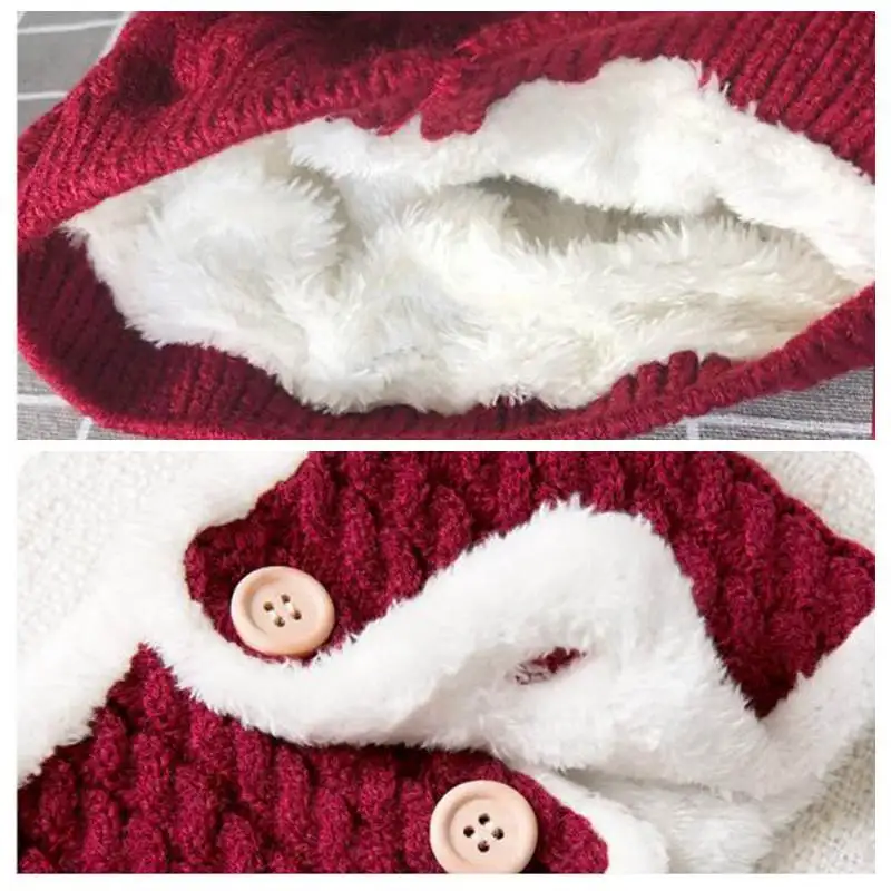 Зимняя теплая шапка для младенца+ шарф, комплект, вязаная утолщенная шапка для маленьких мальчиков и девочек с милыми ушками, однотонный детский чепчик, шапочка, подарок