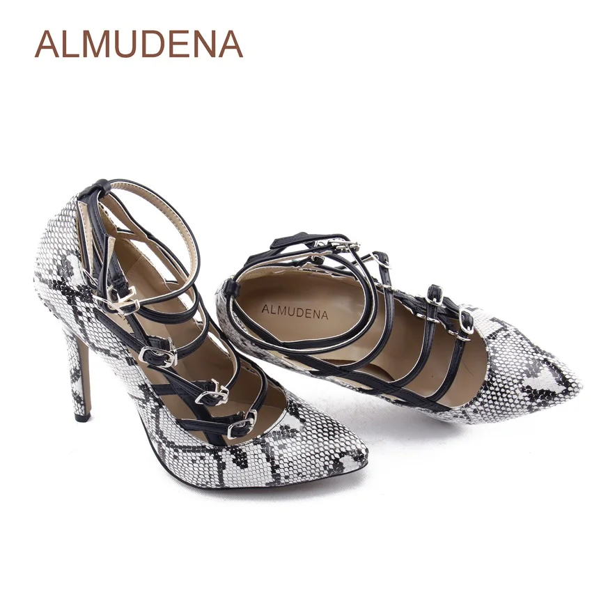 Schnalle Sexy Gedruckt Almudena Picture As Schlangenleder Patchwork Kreuz Grau Python Pumpen Riemchen Kleid Pumps Schuhe Stil Europäischen wg1q1PX