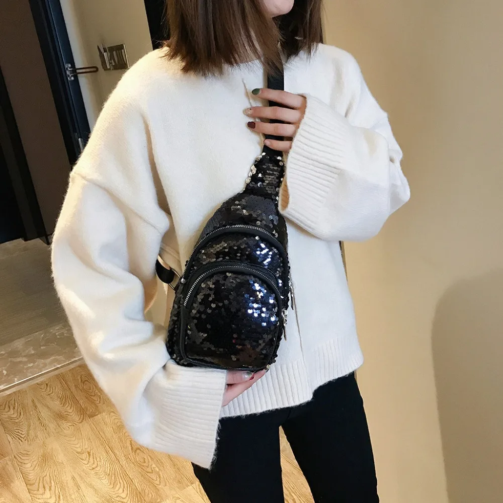 Fanny Pack Multi-function Fashion Mermaid Sequin Bag Reflective Laser Shoulder Bag Women's Belt Waist Bag Bum Pochete#40