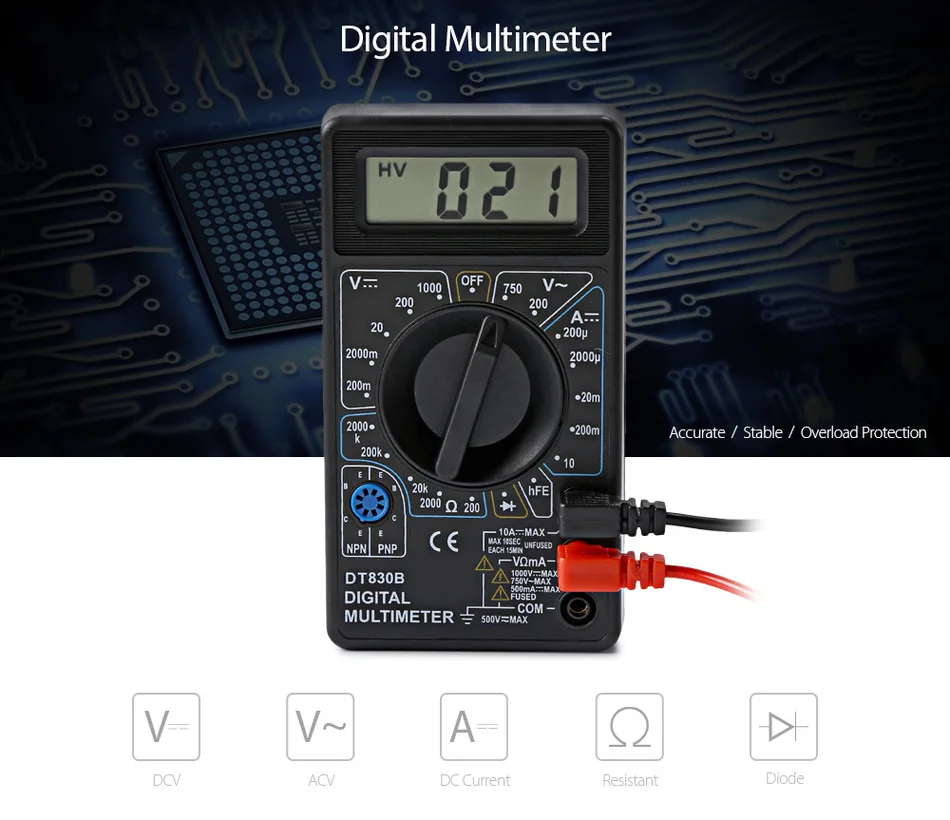 Горячая DT-830b цифровой ЖК-вольтметр переменного тока DC Амперметр Ом тестер Multimetro мультиметр зуммер диагностический инструмент