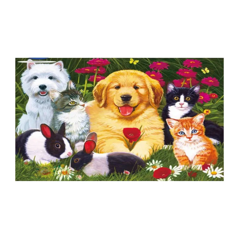 5D DIY Diamond Painting Animal Cute Puppy Dog, Cats, rabbit, Embroidery Cross Stitch Mosaic Decor kit gift DCC