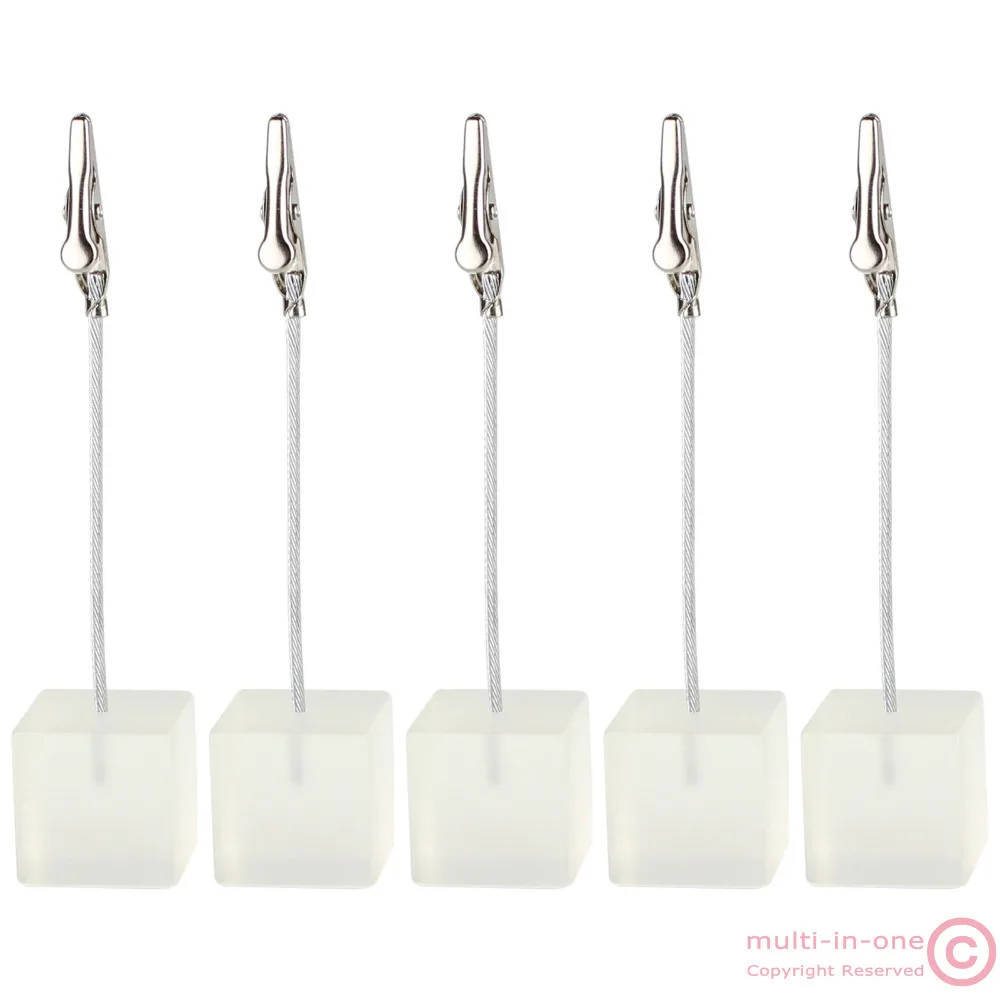 Lot 5pcs translucent clear cube wire picutre/note/card/photo clip,memo