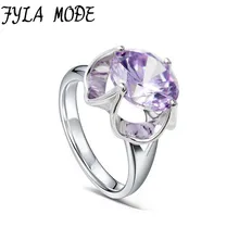 Fyla Mode Women Fashion Purple Stone Ring 5A Zircon Jewelry Gold Color Finger Rings Female Brand Wedding Engagement Jewelry