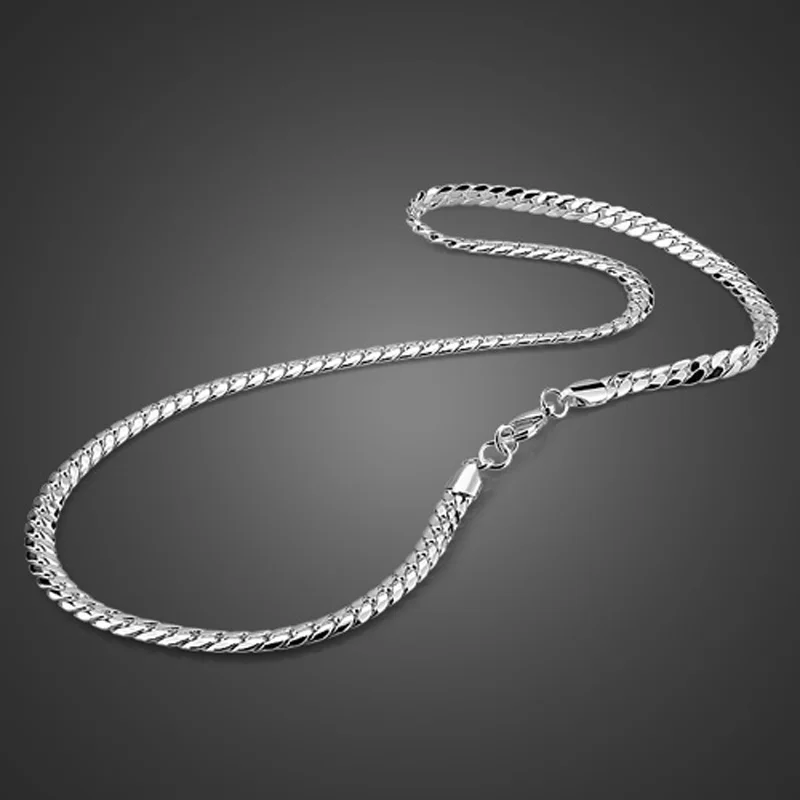 

Fashion men's necklace 925 sterling silver short necklace 51cm solid silver snake chain charm jewelry birthday present for men's