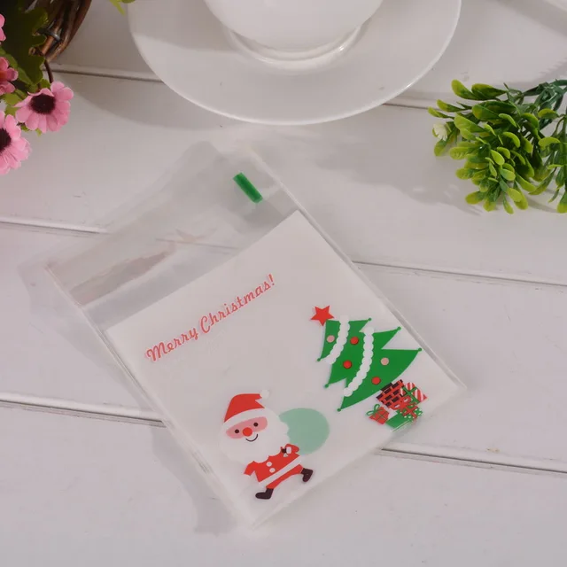 50PC Christmas Plastic Self Sealing Bag Candy Cookies Pouches Gift Bag Self Adhesive Resealable Cellophane Poly Bag Dropshipping